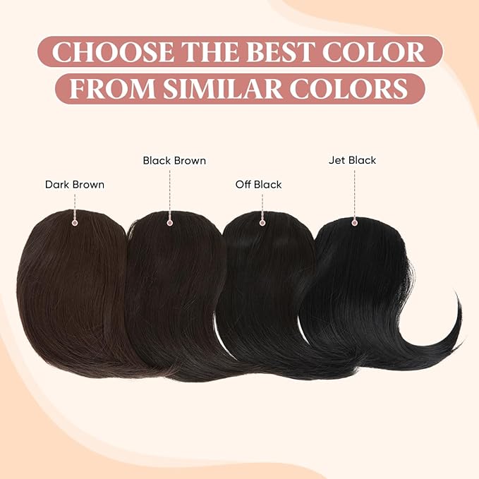 SARLA Side Bangs Dark Brown Clip in Synthetic Hair Pieces Straight Fake Bangs Extensions for Women