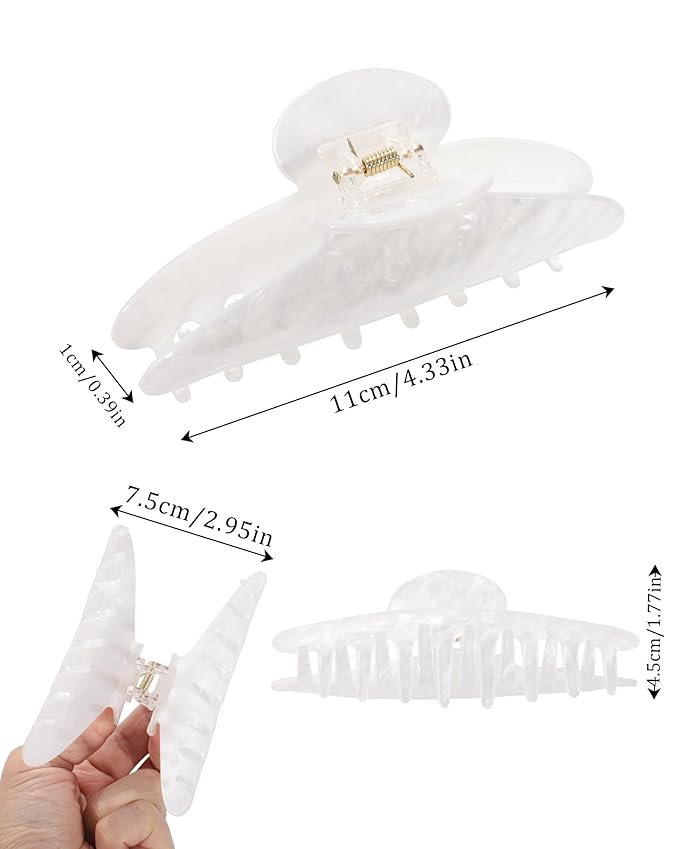 HAIMEIKANG Large Acetate 4 Inch Hair Claw Clip for Women - French Style Hair Claws for Thick Hair with Non-Slip Teeth, Hair Accessories for Updos, Buns & Ponytails