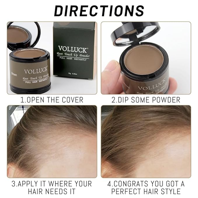 VOLLUCK Root Touch up Powder, Instant Hairline Powder for Thinning Areas and Gray Hair Coverage, Natural and Non-greasy Root Cover up for Women and Men (Light Coffee, 0.35 Ounce)