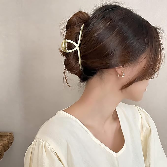 2Pack Matte Metal Hair Claw Clips Strong Hold No Slip Hair Clamp for Thin and Thick Hair Accessoriesas Gift for Women Girls (2pcs/box,Matte Gold & Rose Gold)