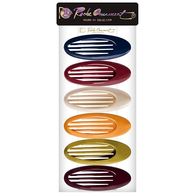RC ROCHE ORNAMENT 6 Pcs Lay Flat Claw Hair Clips Women Curved Side Opening Slide Comb Strong Hold No Slip Grip Alligator Clamp French Barrette Thin Hair, Large Classic Multicolor
