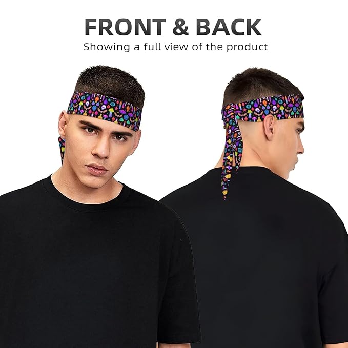 Boys Girls Sports Sweatbands, Multi Style Elastic Hair Band for Yoga Workout Shower, Cool Halloween Goth Skull Bat Mushroom Witchy Witch Headwear Head Accessories