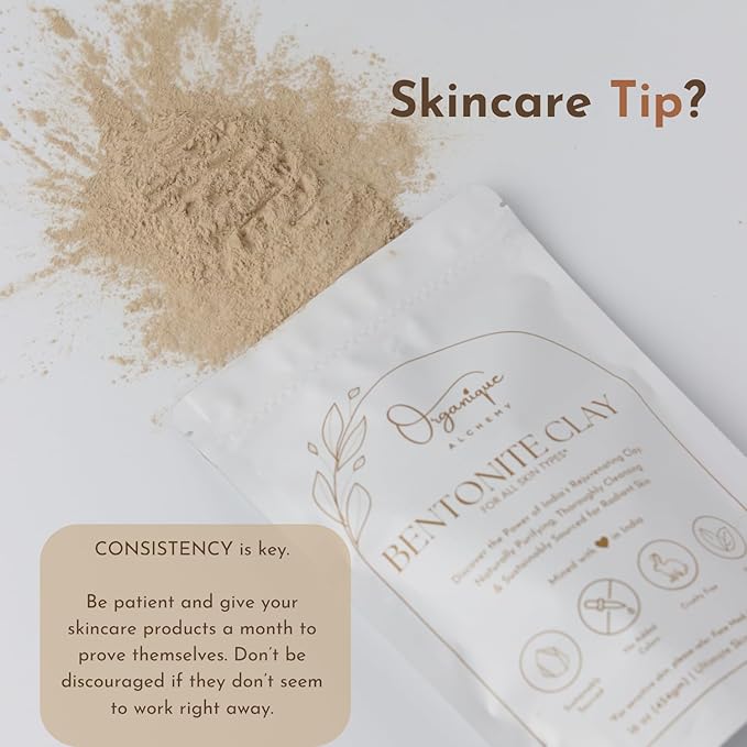 Bentonite Clay Powder For Face, Body & Hair, Deep Pore Cleansing & Detox, Indian Healing Calcium & Sodium Clay, For Masks & Bath 32 oz (920g)