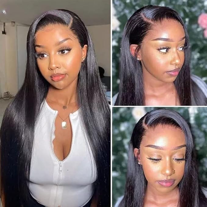 sdamey 360 Lace Front Wigs Human Hair 360 Full Lace Frontal Wigs Pre Plucked with Baby Hair Brazilian Virgin Hair Straight Human Hair 360 HD Lace Front Wigs (30 Inch)