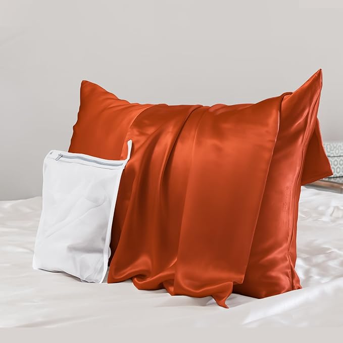 PROMEED 23 Momme Silk Pillowcase for Hair and Skin, Both Sides Upgraded Grade 6A+ Mulberry Silk Pillow Case with Zipper, Cooling Pillow Cases for Hot Sleepers (King 20"x36", Dusk)