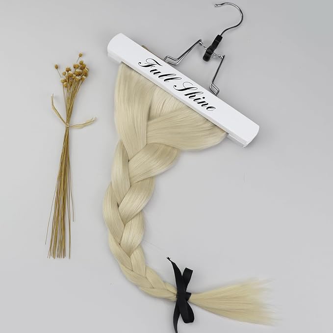 Full Shine Seamless Clip ins 18 Inch Natural Blonde Clip in Hair Extensions for Women Platinum Blonde with Lace Weft Real Hair Softness 60 Grams 3 PCS