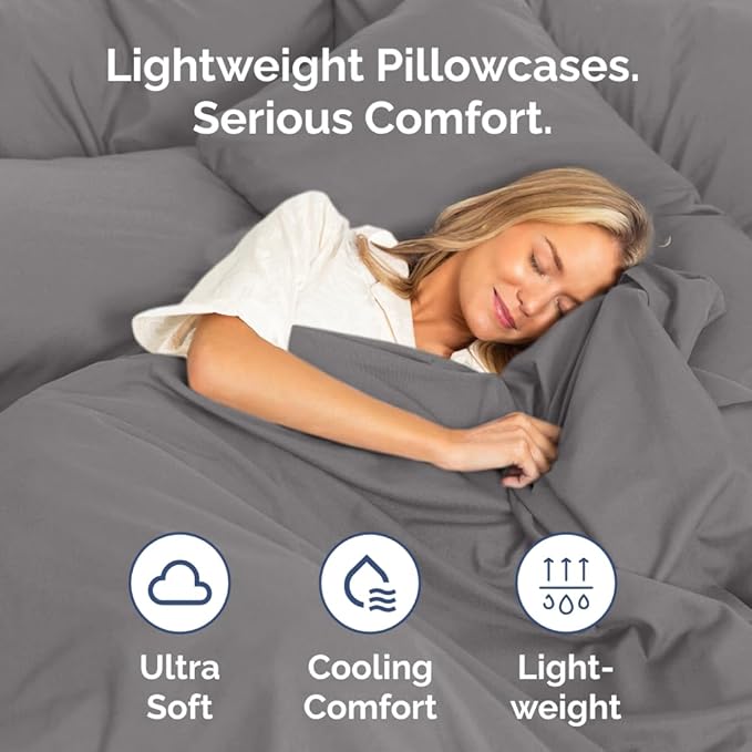 Queen Pillow Cases - 4 Pack - Super Soft Pillowcase Covers - Envelope Enclosure - Hotel Quality Pillow Protectors - Wrinkle Free, Shrink & Stain Resistant - Machine Washable - 20" x 30" (Dark Grey)