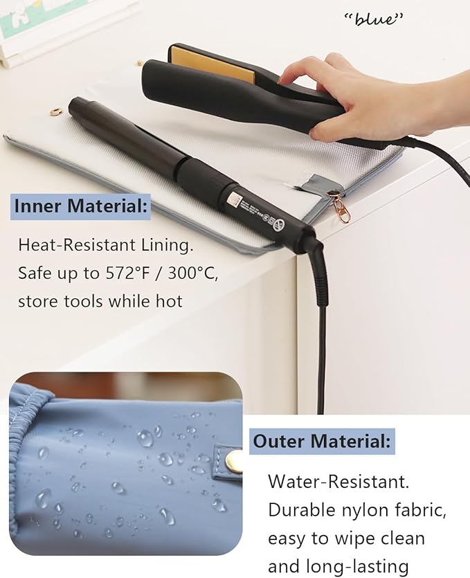 Lifeplus Holder & Mat for Hot Tools, Curling Iron Flat Iron Heat Resistant Hair Tools Travel Bag - Ideal for Home, Travel, Gift (Beige)