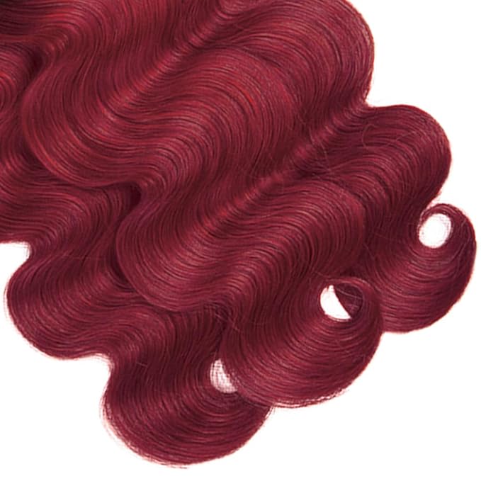 24 26 28 Inch Ombre Bundles Human Hair 99j Body Wave Bundles 2 Tone Black and Red Body Wave Bundle Niegmeag Brazilian Virgin Soft and Silky Remy Hair Extensions 300g