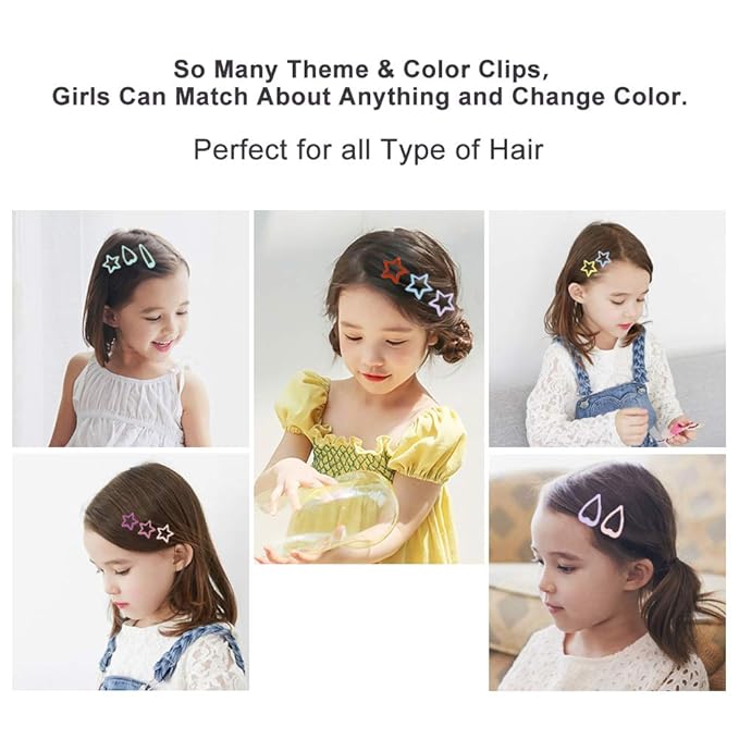 KUBOM 100 Pcs Toddler Girls Hair Clips, Cute Color Hair Clip and Animal Barrettes for Toddler Girls Kids Women