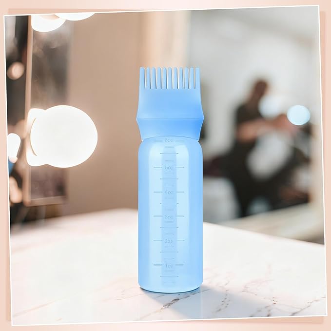Pimoys Hair Oil Applicator Bottle for Scalp, Root Comb Applicator Bottles Hair Dye Squeeze Bottle Hair Coloring Tools (Blue)