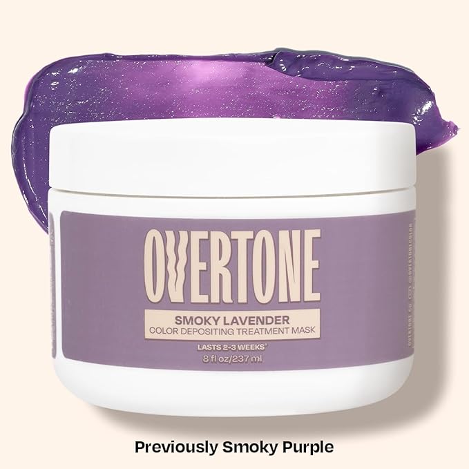 Overtone Semi Permanent Hair Color Conditioner, Smoky Lavender, 8 oz, Nourishing, Damage-Free, Color Depositing Mask for All Hair Types with Shea Butter & Coconut Oil, Vegan & Cruelty-Free