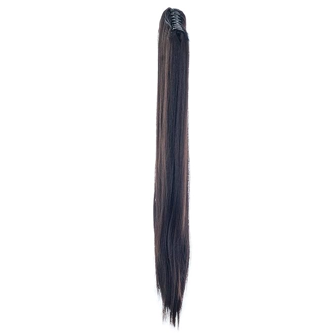 SWACC 28-Inch Long Straight Claw Clip Ponytail Extensions Synthetic Hair Extensions Ponytail Jaw Clip Hair Pieces for Women (Chestnut Brown-6#)