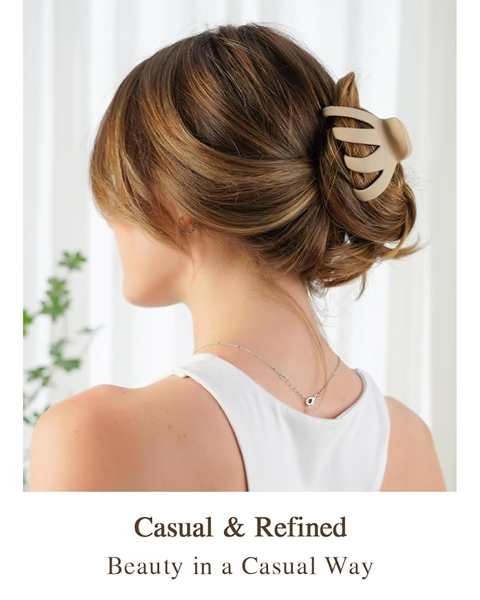 Big Claw Hair Clips for Thick Hair, 3.2" Matte Octopus Large Clips for Women and Girls, Strong Hold Jumbo Clips for All Hair Types, 6 Pack (Neutral)