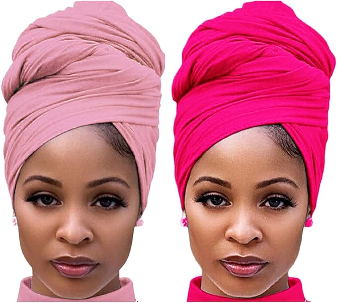 Harewom Head Wraps for Black Women Stretch Head Scarf Long African Hair Wraps Turban Headwraps Jersey Headbands