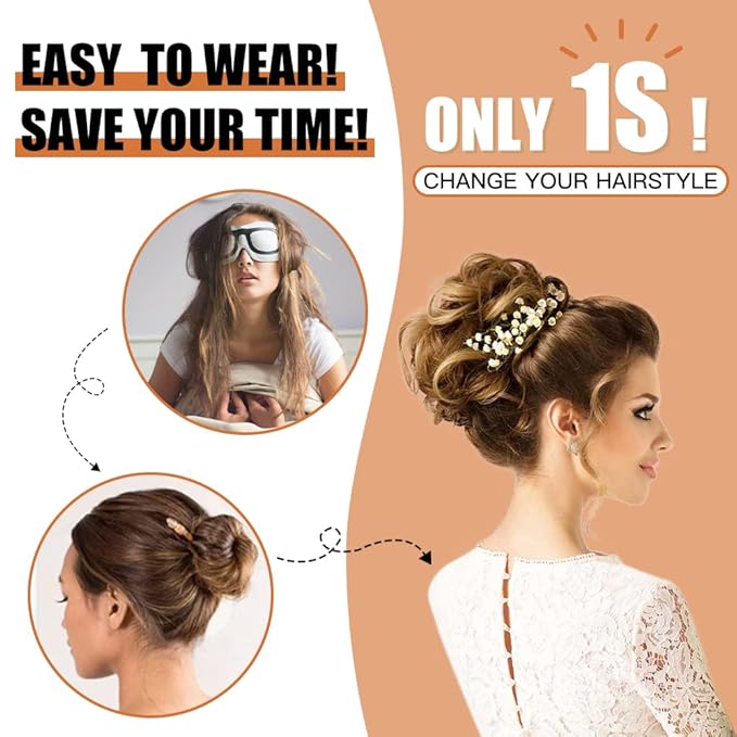 HMD Tousled Updo Messy Bun Hair Piece Hair Extension Ponytail With Elastic Rubber Band Updo Bun Synthetic Hairpieces for Women