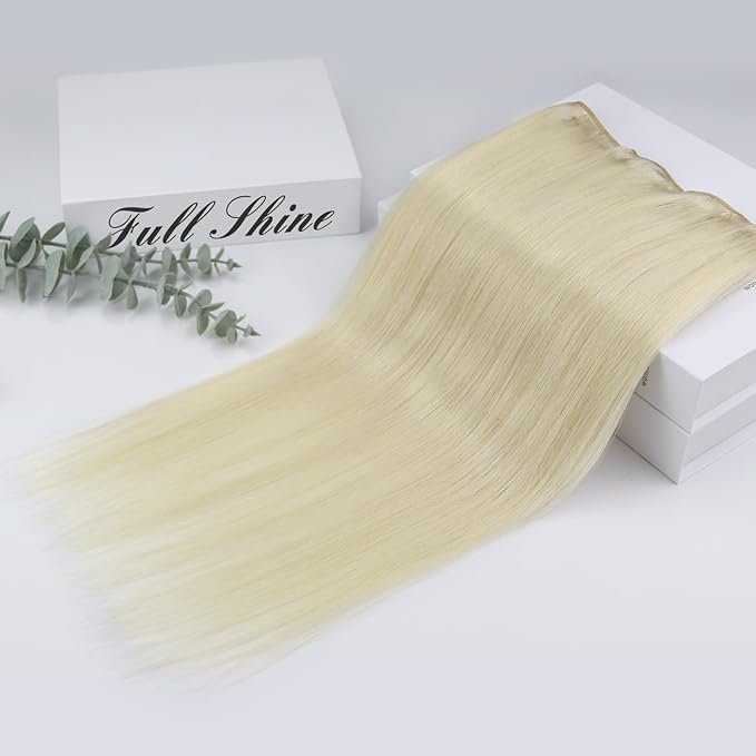 Full Shine Human Hair Extensions Clip ins Blonde Hair Extensions Real Human Hair Blonde Clip in Hair Extension Natural Straight With Lace Weft 12 Inch for Short Hair Softness 3 Pcs 60 Grams