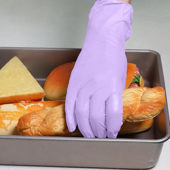 Disposable Gloves Large, Nitrile and Vinyl Blend Material Gloves, Latex Free 4 Mil 200 Pc Food Grade Glove for Cleaning, Food Prep,Hair Dye,Tattoo, Purple
