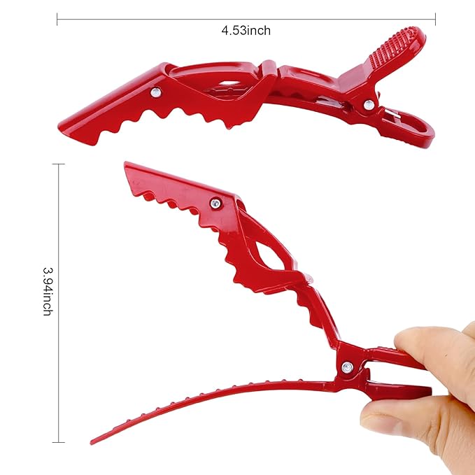 Ondder 14 Pcs Red Large Alligator Hair Clips for Styling Sectioning, Professional Strong Hold for Hair Coloring Cutting, 14 Count Hair Clips for Women Men Girls Teens