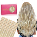 WENNALIFE Tape in Hair Extensions Human Hair, 40pcs 100g 22 inch Ombre Ash Blonde to Golden Balayage Platinum Blonde Hair Extensions Real Human Hair Straight Invisible