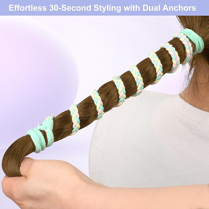 5 Pcs Spiral Hair Ties for Women & Girls, Rip Tie Hair Ties for Longhair, Elastic Braided Ponytail Holder, Tangle-Free, Effortless Styling for Gym, Running, Cycling, Surfing, Sports