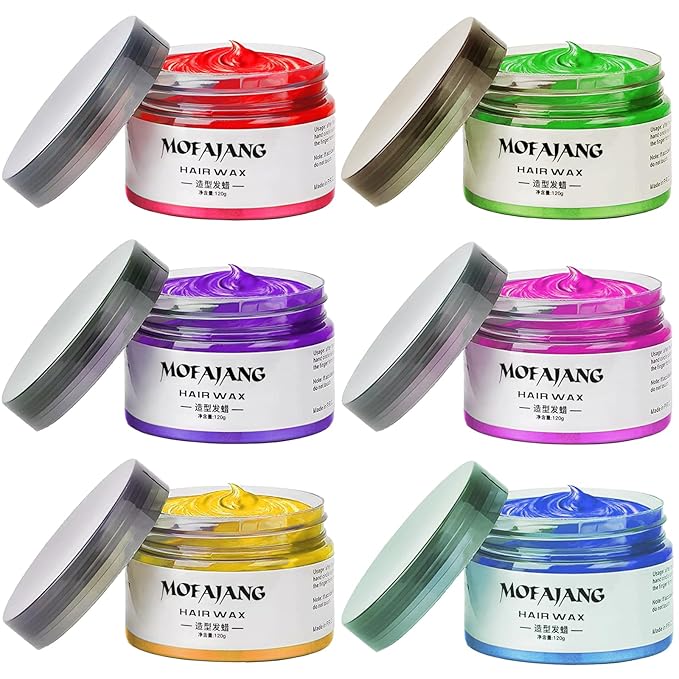 Temporary Hair Color Chalk, Hair Wax Color For Gifts, Birthday,Party, Cosplay DIY, Halloween, Christmas (6, Red Pink Gold Blue Green Purple)