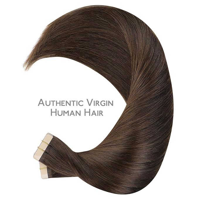 WENNALIFE Tape in Hair Extensions Human Hair, 40pcs 100g 14 inch Chocolate Brown Hair Extensions Real Human Hair Straight Tape in Extensions Invisible Human Hair Extensions Reusable Hair Extensions