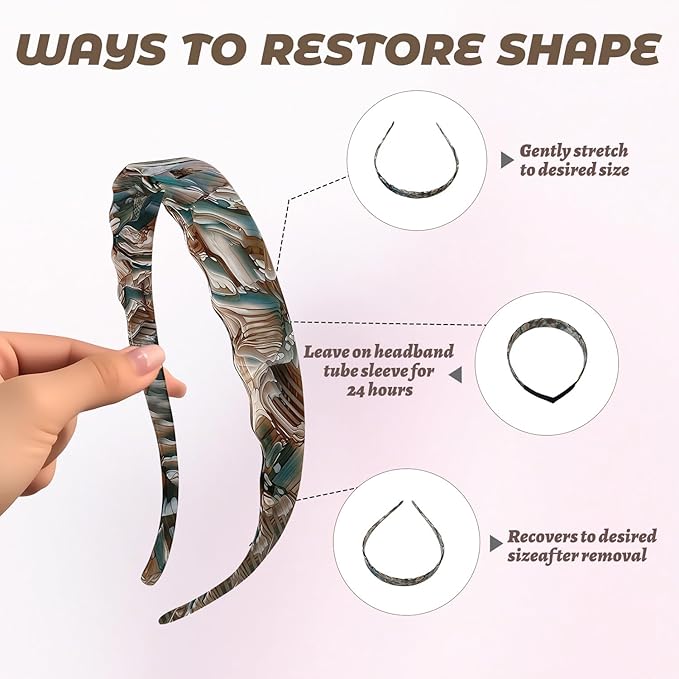 Acetate Hairbands for Women - Non-Slip Thin Headbands with Teeth, Eyewear-Friendly Design, 90s Retro Hair Accessories, No Pressure & No Headache Sunglasses Headband (Blue Marble)