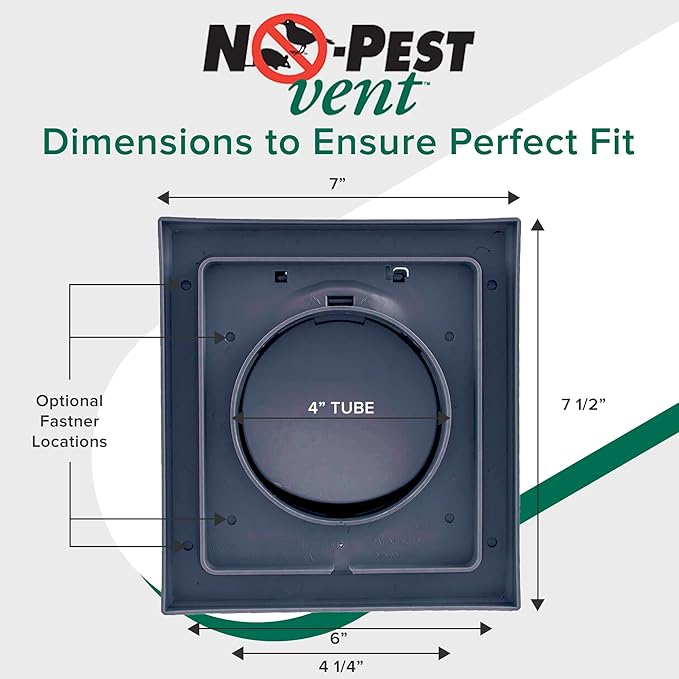 NO-PEST VENT, Exclusive Dual Door Dryer Vent Cover Outdoor 4 inch or Bathroom fan, Made in USA w Highest UV Resistant Plastic in any Outdoor Vent Cover (Deep Ocean Blue, 4 inch W/O Duct Tube)