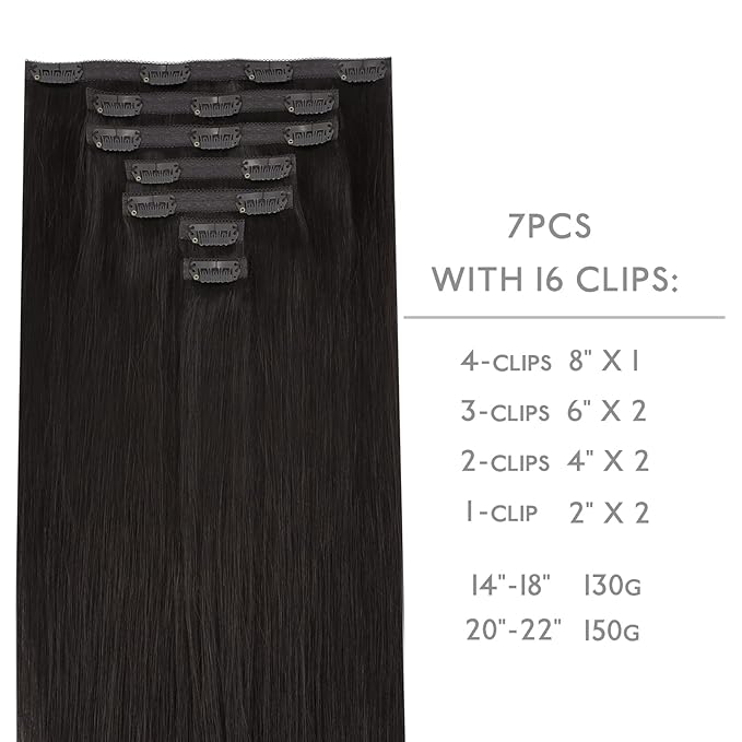 WENNALIFE Lace Seamless Clip in Hair Extensions Human Hair 7pcs Ultra Invisible 50% Thinner Seamless Clip Ins Dark Brown Natural Remy Hair 22 inch