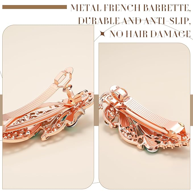 Geyoga 6 Pieces Vintage Hair Barrettes for Women Retro Flower French Pearl Crystal Rhinestones Clips Hair Pins for Women Styling Accessories(Vivid Style)