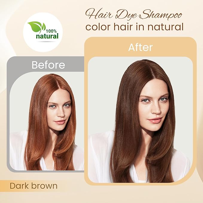 Hair Dye Shampoo 3 in 1, Dark Brown Hair Dye for Men & Women, Long Lasting Hair Color for 100% Gray Hair Coverage, Easy to Use, Shampoo for Color Treated Hair Dye 16.9 Fl Oz (Dark brown)