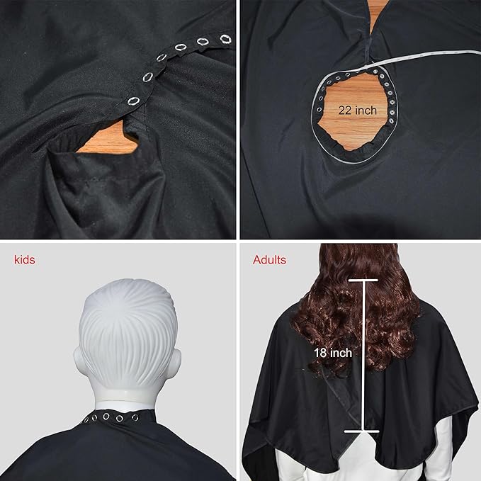 Waterproof Hairdresser Cutting Cape Lightweight with Two Slots Salon Cape Adjustable Neck Part for Adults and Youth