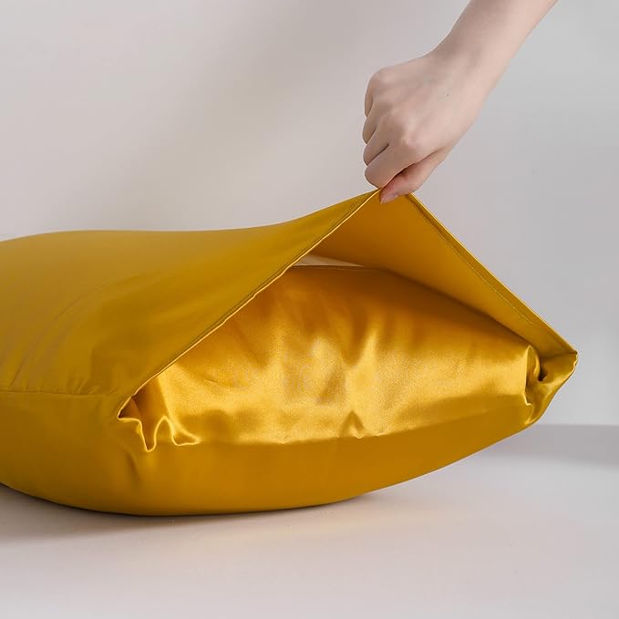 NTBAY Satin Body Pillowcase for Hair and Skin, Luxurious and Silky Pillow case with Envelope Closure, 20x54 Inches, Golden Brown