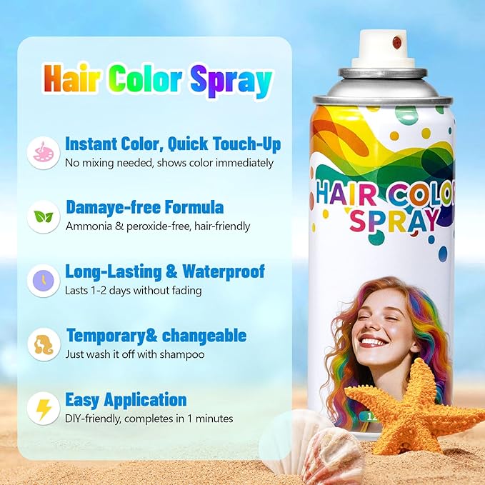 Orange Temporary Hair Color Spray - Washable & Natural One-Time Use Hair Wax for Women & Kids & Adults - Strong Hold for Halloween, Cosplay, Party, Washes Out Easily