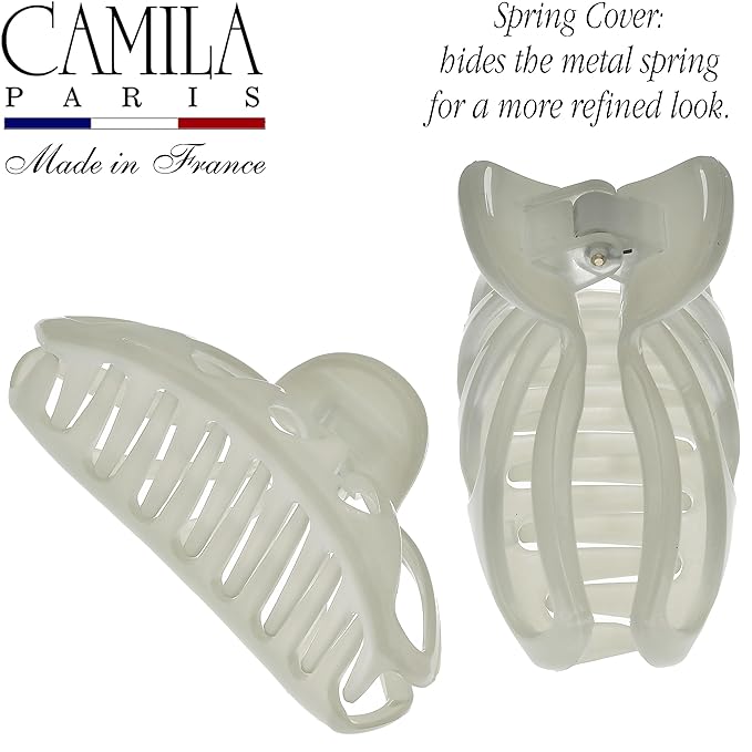 Camila Paris CP3637 French Hair Clip for Women Thick Hair for Long Curly Wavy Hair, Gray, Girls Hair Claw Clips Fashion Styling Hair Accessories for Women, Strong Hold No Slip Grip, Made in France