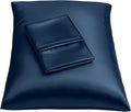 BLISSFORD Satin Pillowcase with Zipper, for Hair and Skin Care, Feels Soft and Cool Like a Silk Pillowcase, Satin Pillow Cases 2 Pack, Slik Pillow Cover, Navy - King Size, Set of 2
