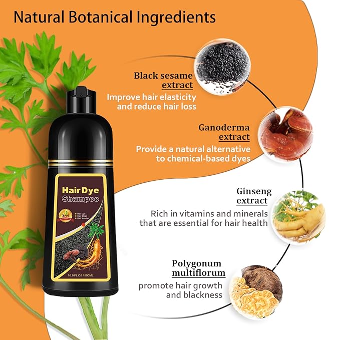 Hair Dye Shampoo 3 in 1, Long-Lasting Hair Color Shampoo with Herbal Ingredients, Instant Magic Hair Dye, Easy Application Shampoo Para Canas for Women Men 16.9 Fl Oz (Coffee)