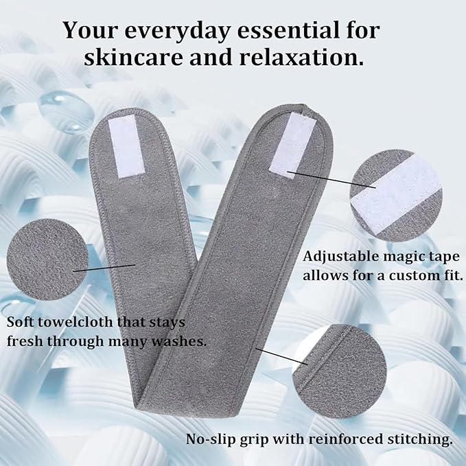 4 Pack Adjustable Makeup Headbands – Non-Slip Spa & Facial Hair Wrap, Washable Headband for Shower, Yoga, Gym, Salon & Home Use (Fits All), HZFD-BE