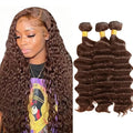 Brown Human Hair Bundles Color 4 Deep Wave Bundles Niegmeag Virgin Remy Hair 3 Bundles 24 26 28 Inch Double Weft Chocolate Brown Bundle Hair Weave
