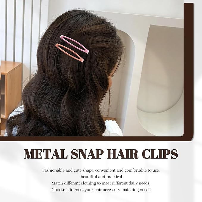16 PCS Snap Hair Clips Metal Barrettes for Women Non Slip Barrettes for Thick and Thin Fine Hair,Bright Multiple Red,2.36 x 0.43 Inches.