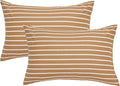 JELLYMONI 100% Natural Cotton Striped Queen Pillowcases Set, 2 Pack Rust and White Stripes Pattern Printed Pillow Covers with Envelope Closure(Pillows are not Included)