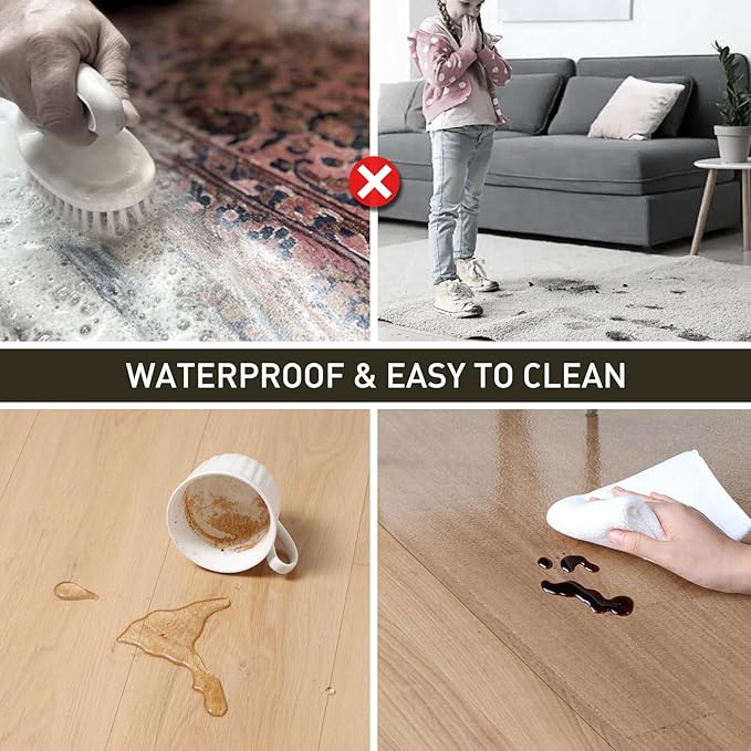 3'x10' Vinyl Runner Rug for Hallway, Clear Waterproof Kitchen Mat for Floor, Non-Slip Plastic Floor Mat for Entryway, Easy Clean Durable Area Mat for Bedroom, Laundry Room