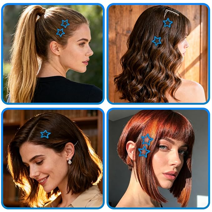 64 Pcs Metal Snap Hair Clips for Women,Small Snap Barrettes for Women Girls Thick Fine Hair (Dark blue)