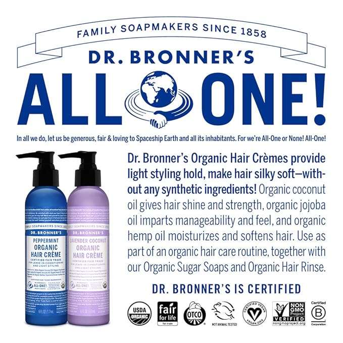 Dr. Bronner's - Organic Hair Creme (Lavender Coconut, 6 Ounce)
