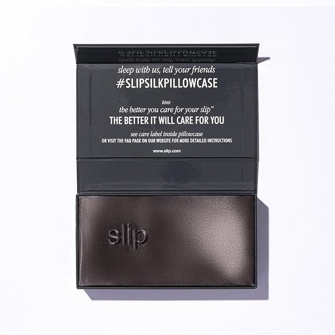 slip King Pure Silk Pillow Case - 100% Pure 22 Momme Mulberry Silk - King Size Standard Pillow Case -Anti-BedHead, Anti-Sleep Crease, Charcoal (20" x 36")