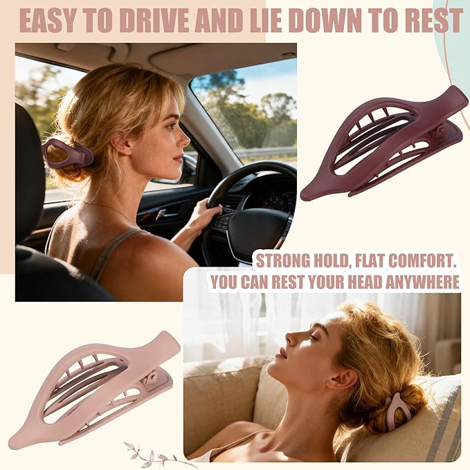 Flat Hair Clips for Women - 6 PCS French Flat Claw Clips Medium Hair Clips for Girls Large Hair Claw Clips for Thick or Thin Hair Strong Hold No Slip Hair Accessories for women (Brown Scarlet)