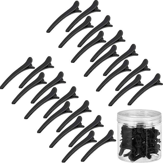 Geosar 24 Pcs Hair Sectioning Clips, Duck Billed Accessories for Styling, Plastic Hair Clips with Container, 2.95 Inch, Colorful, for Women(Black)