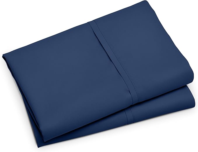 Bare Home Microfiber Pillow Cases - Standard/Queen Size Set of 2 - Cooling Pillowcases - Double Brushed - Dark Blue Pillowcases 2 Pack - Easy Care (Standard Pillowcase Set of 2, Dark Blue)