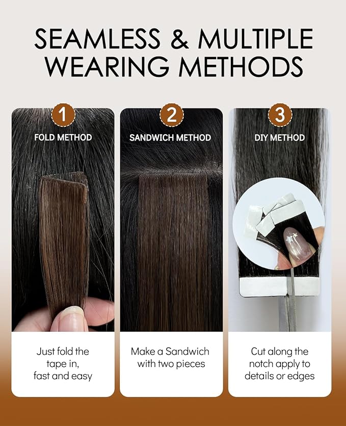 VINBAO Invisi Edge Tape in Hair Extensions Balayage Ombre Walnut Brown to Ash Brown and Blonde 45g 20pcs Injection Tape in Human Hair Extensions Invisible 16inch #3/8/22